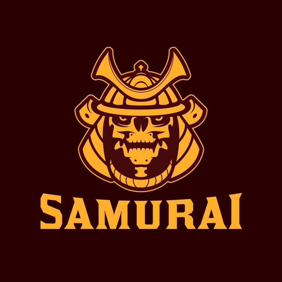 logotipo de calavera samurai macsot japón vector
