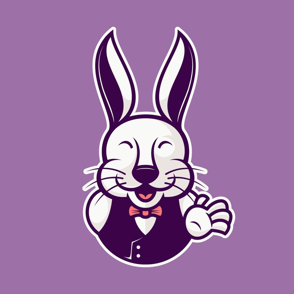Bunny logo mascot say hello vector