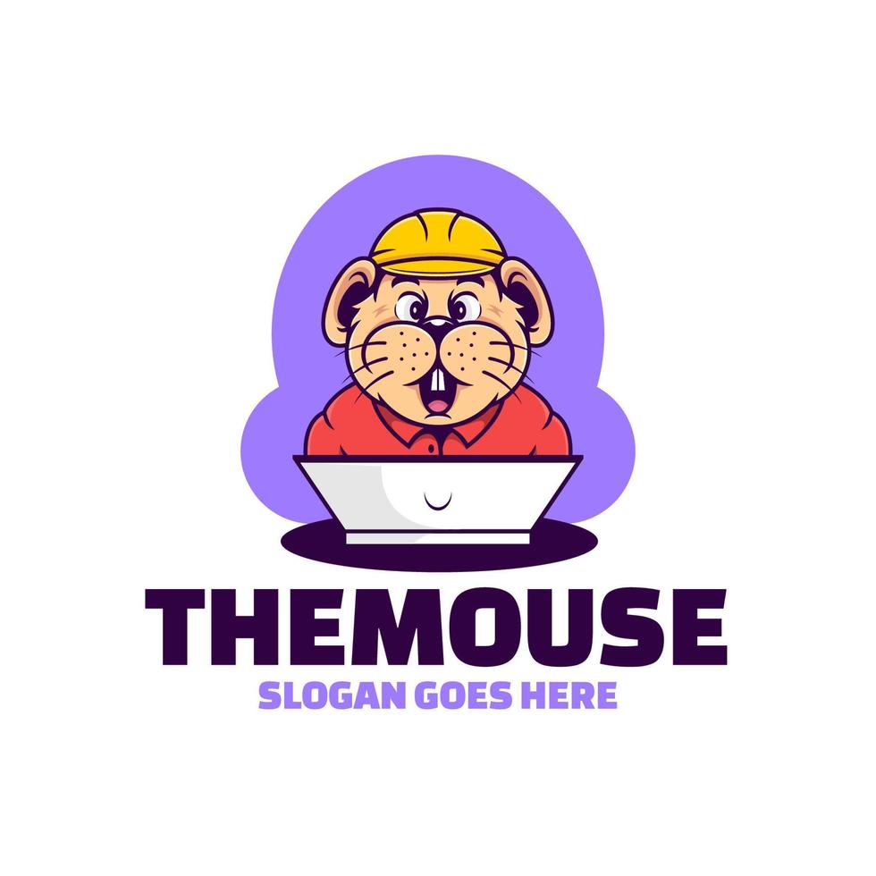 mouse worker logo mascot cartoon vector