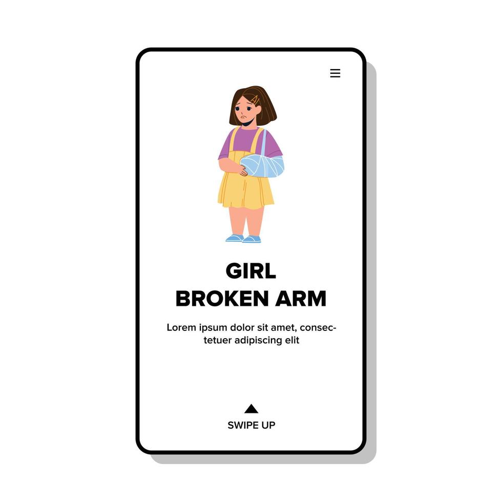 Sad Girl With Broken Arm In Doctor Cabinet Vector