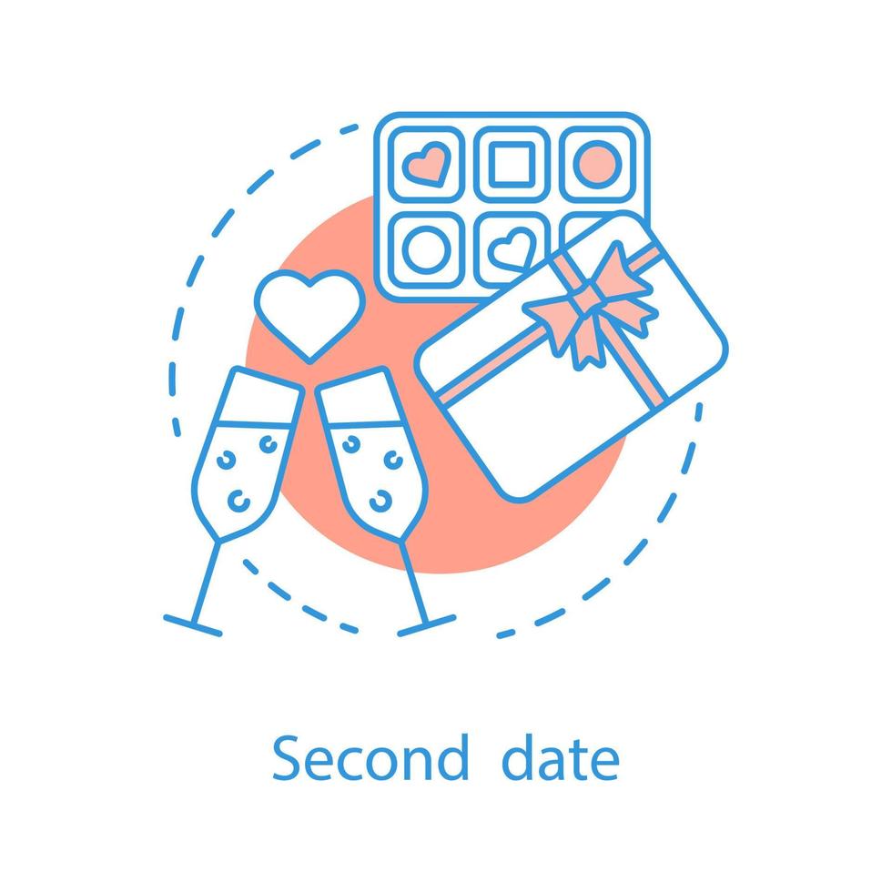 Second date concept icon. Romantic relationships idea thin line illustration. Valentine's Day gift. Vector isolated outline drawing