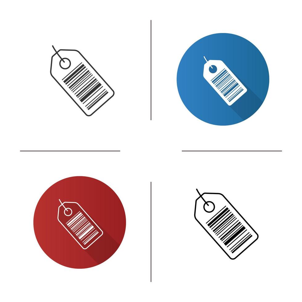 Barcode label icon. Serial number. Flat design, linear and color styles. Isolated vector illustrations