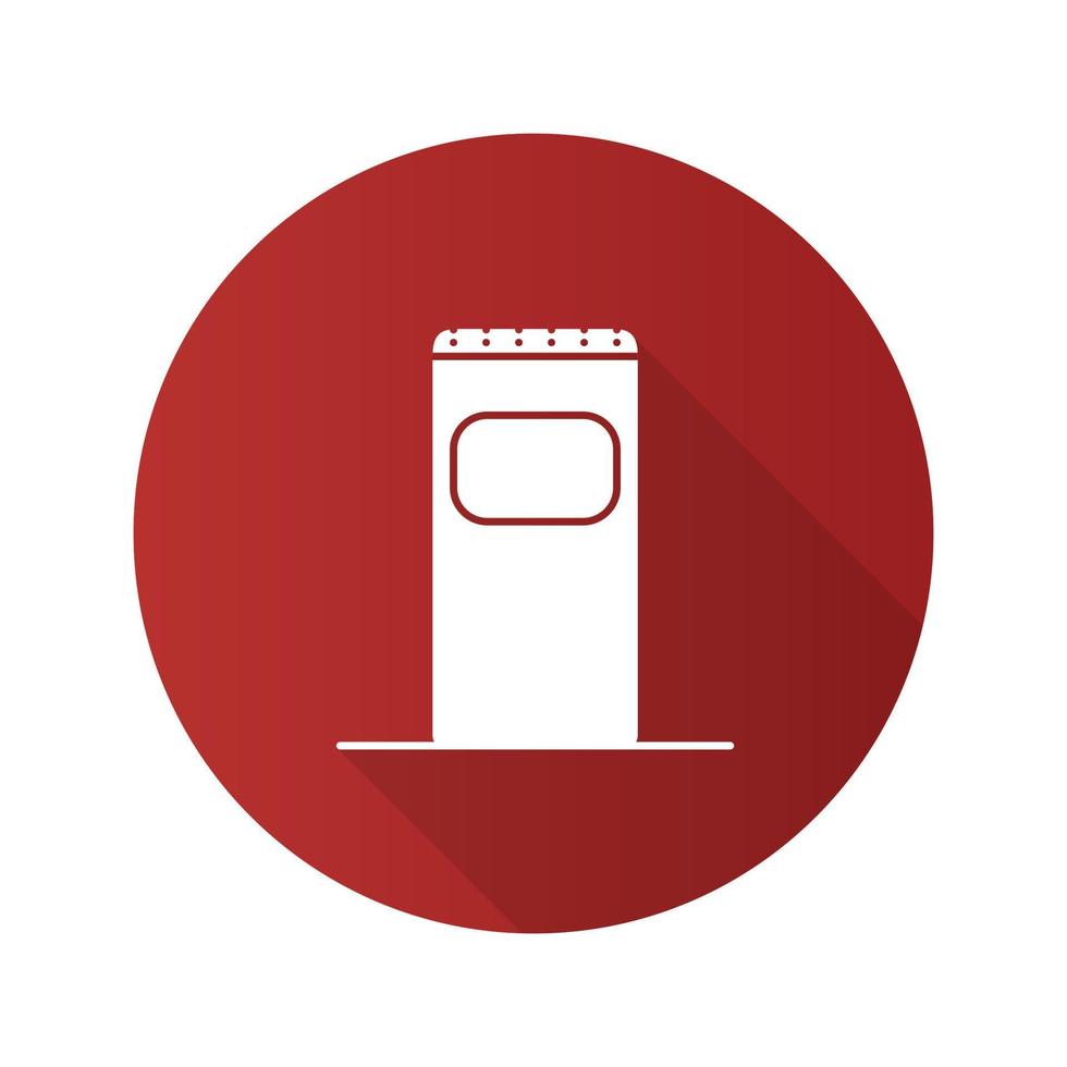 Garbage bin flat design long shadow glyph icon. Trash can. Waste container.Vector silhouette illustration vector