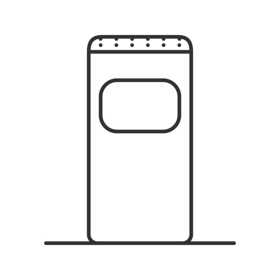 Garbage bin linear icon. Thin line illustration. Trash can. Waste container. Contour symbol. Vector isolated outline drawing