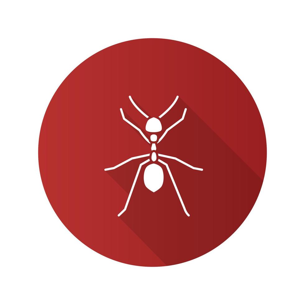 icono de glifo de sombra larga de diseño plano de hormiga. insecto. ilustración de silueta vectorial vector