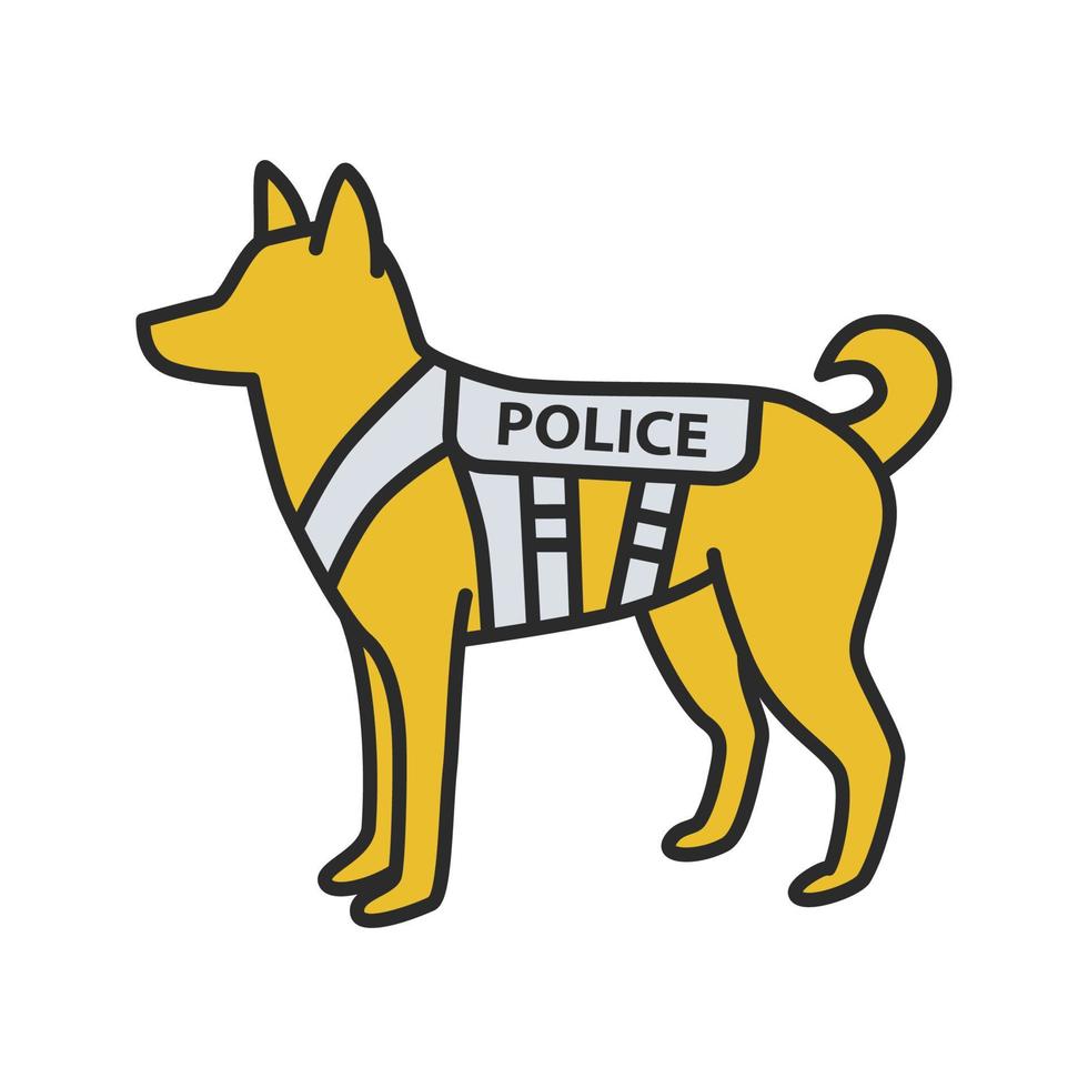 K9 police dog color icon. German shepherd. Military dog breed. Isolated vector illustration