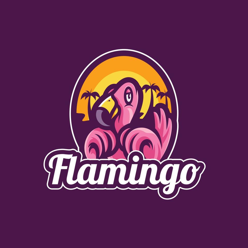 vector de ilustraciones de logotipo de mascota de pájaro flamenco