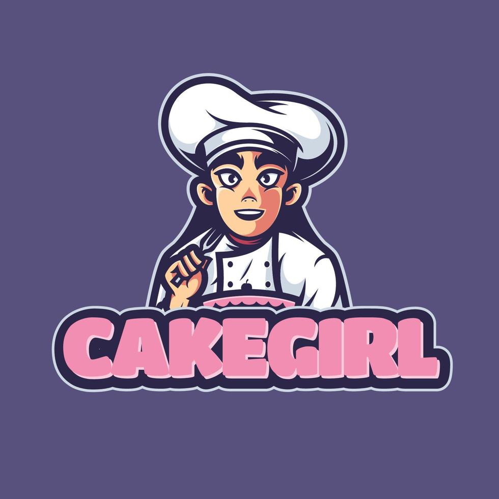 chef girl logo mascot cartoon illustrations vector