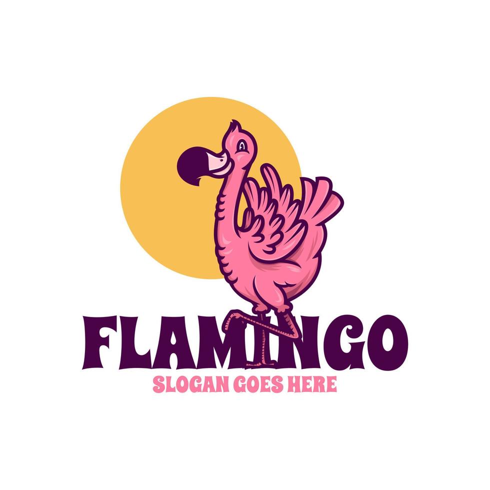 flamingo bird mascot cartoon logo design vector