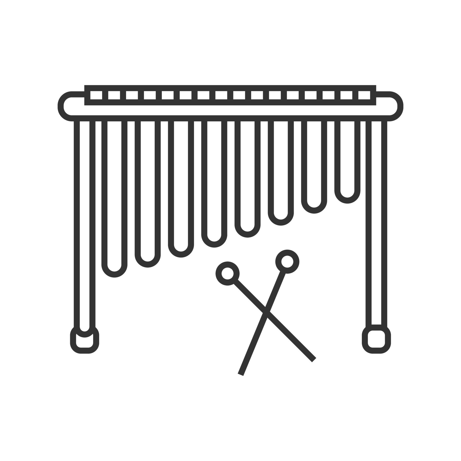 icono lineal de marimba. ilustración de línea delgada. símbolo de