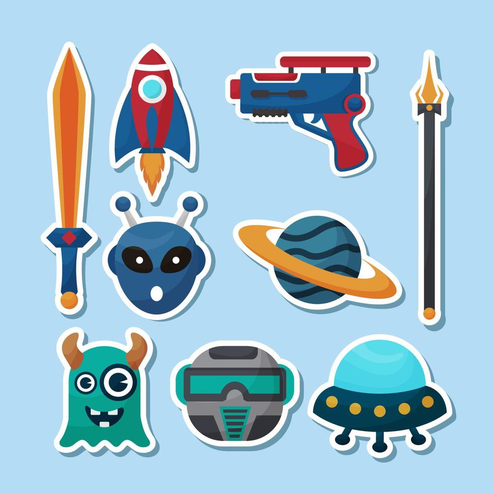 Science Fiction Sticker Set vector