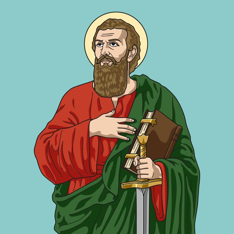 Saint Paul Apostle of Tarsus Colored Vector Illustration