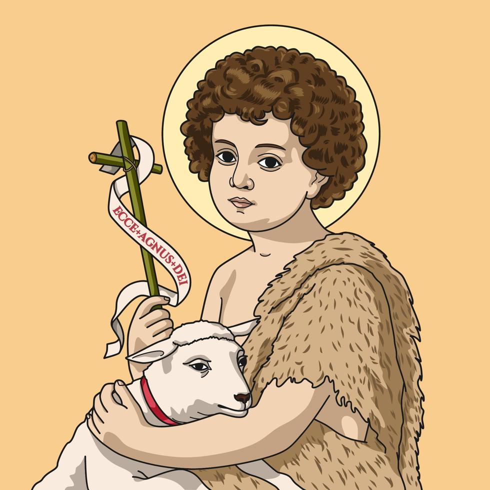 Saint John the Baptist Child Colored Vector Illustration