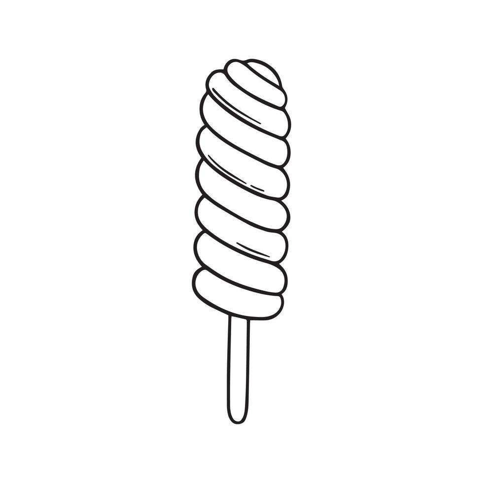 garabato de helado dibujado a mano. postre dulce al estilo boceto. ilustración vectorial aislada en fondo blanco para menú de cafetería o restaurante, tarjeta de cumpleaños vector