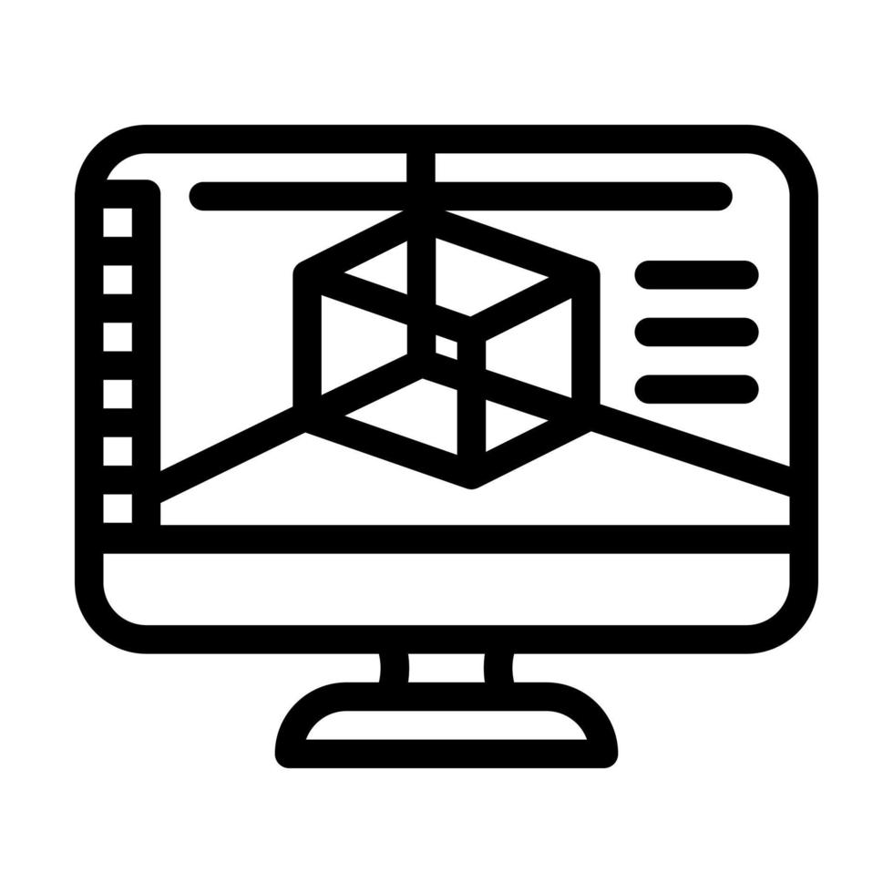 3d software line icon vector illustration