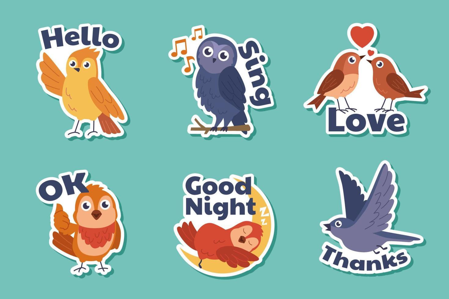 Set of Bird Stickers vector