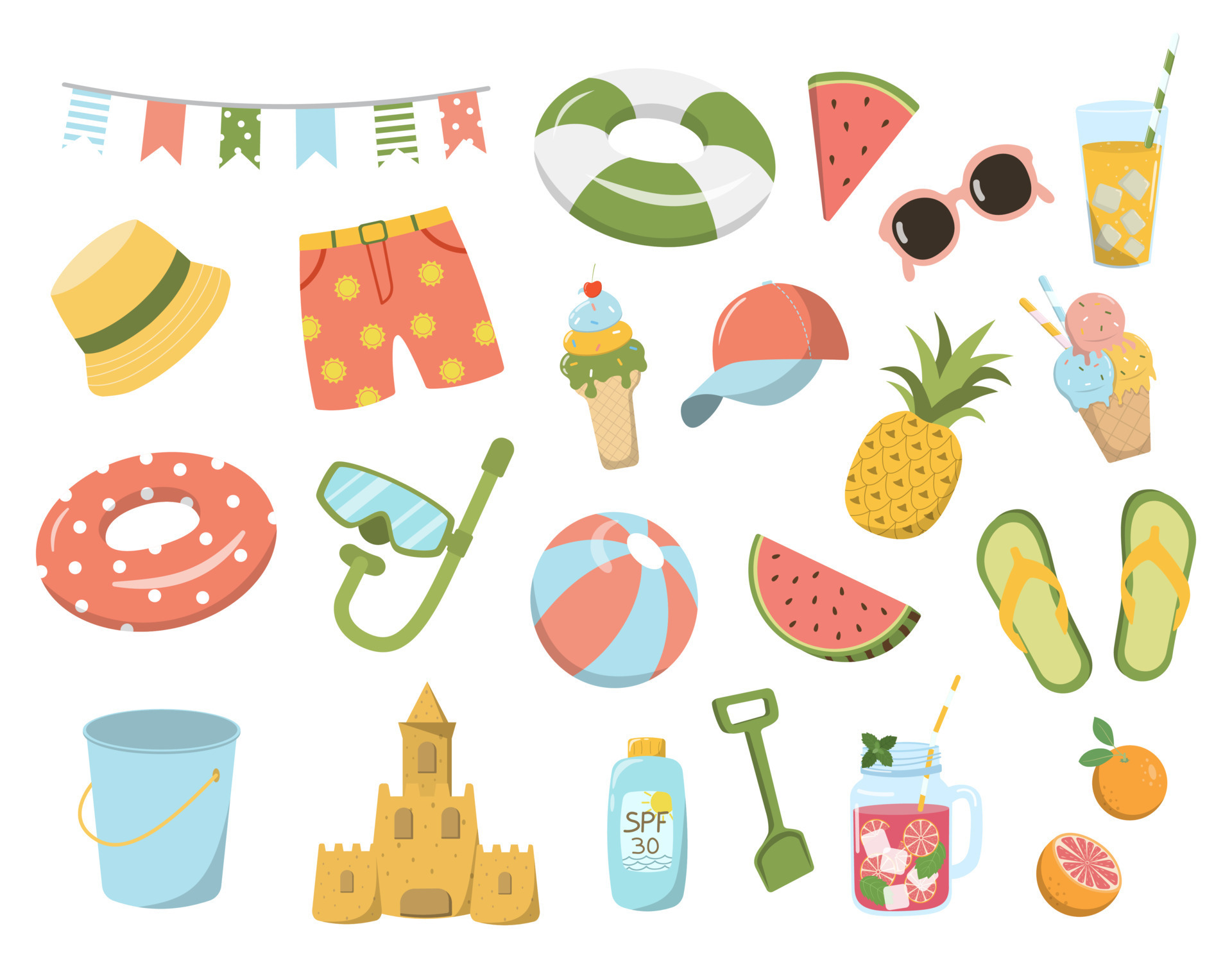 Summer kids beach collection. Cartoon recreation objects, beach clothes sunglasses ball slippers and drinks. Vector summer vacation set. Isolated on white background. 8105217 Vector Art at Vecteezy Summer kids beach collection. Cartoon recreation objects, beach clothes sunglasses ball slippers and drinks. Vector summer vacation set. Isolated on white background. 8105217 Vector Art at Vecteezy