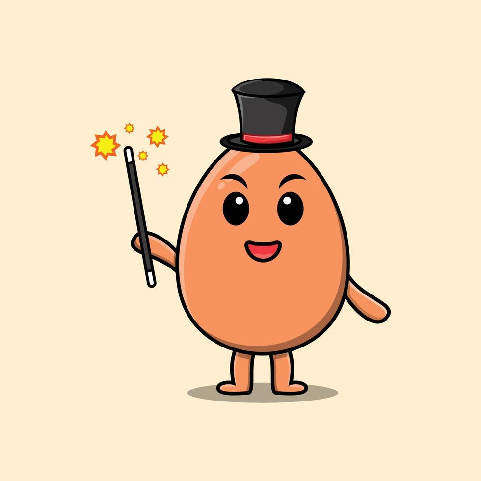 A gorgeous smart cute cartoon magician brown egg vector