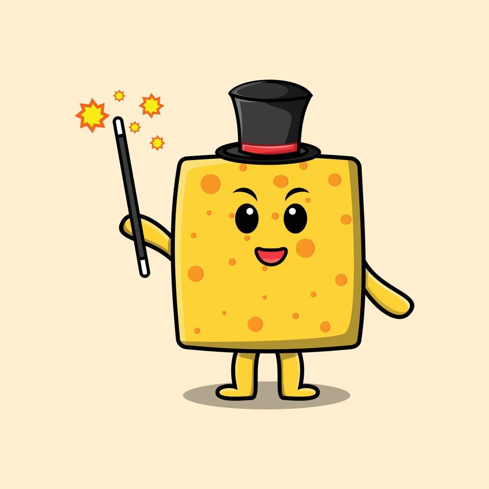 A gorgeous smart cute cartoon magician cheese vector