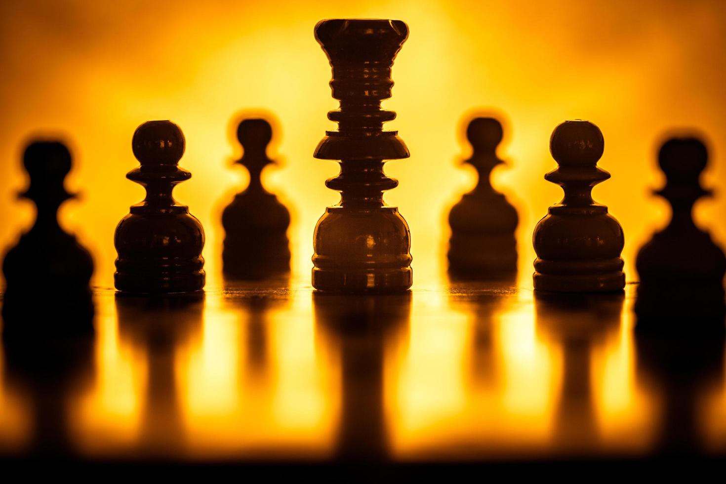 Chess pieces in golden light photo