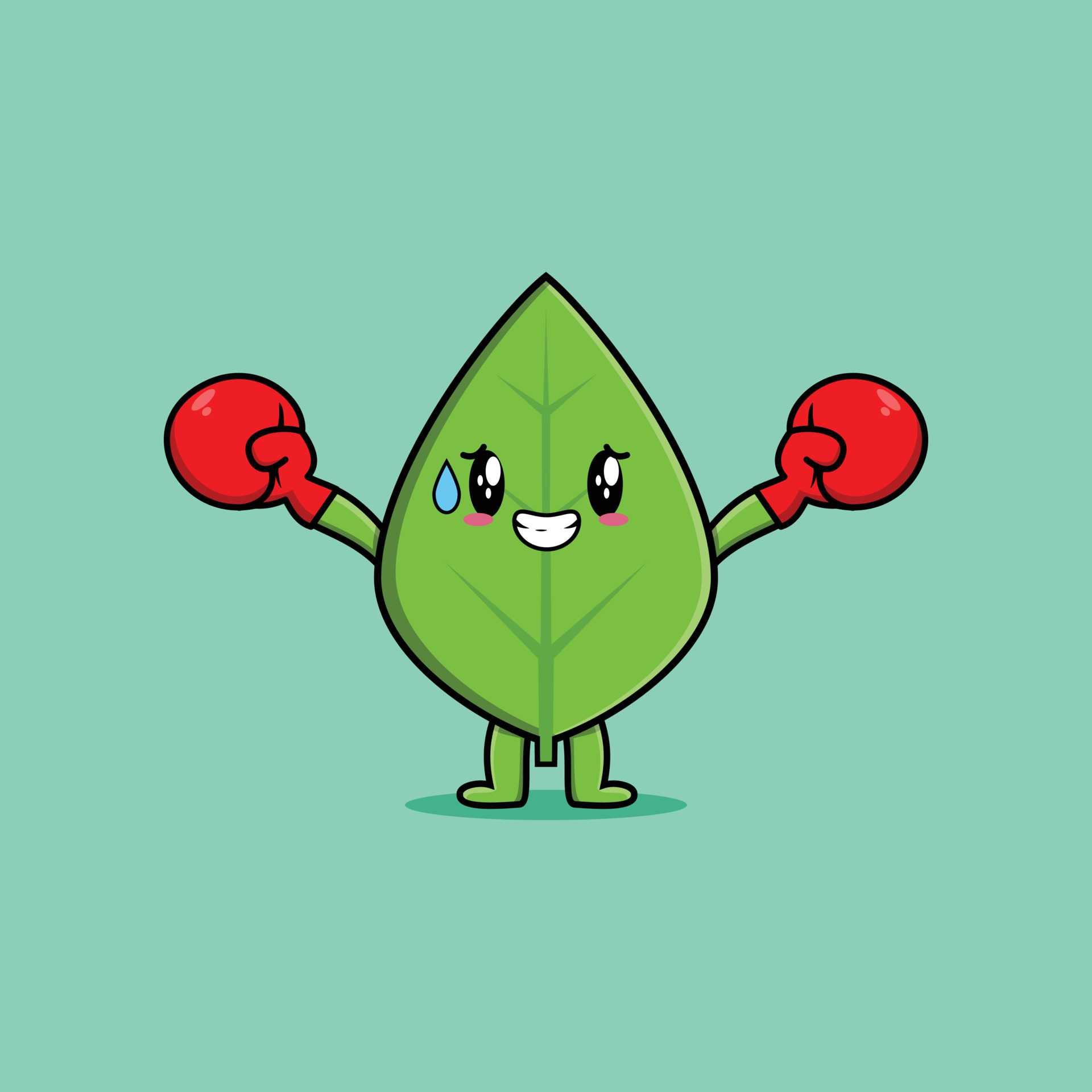 Cute Green leaf cartoon playing sport boxing 8105899 Vector Art at Vecteezy