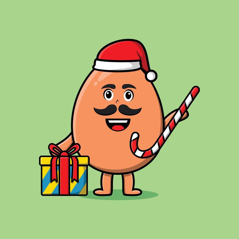 Cute Cartoon Brown cute egg santa claus christmas vector
