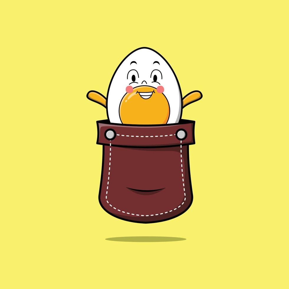 cute cartoon boiled egg vector