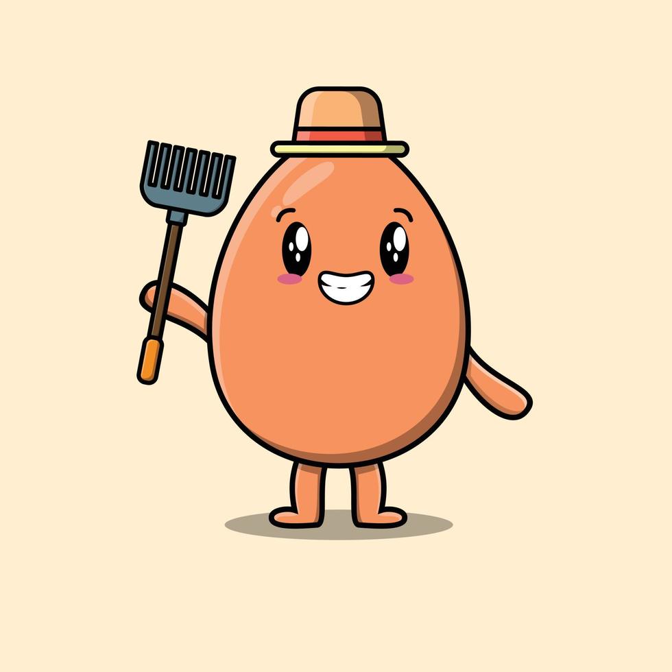 Cute cartoon Agricultural worker brown cute egg vector