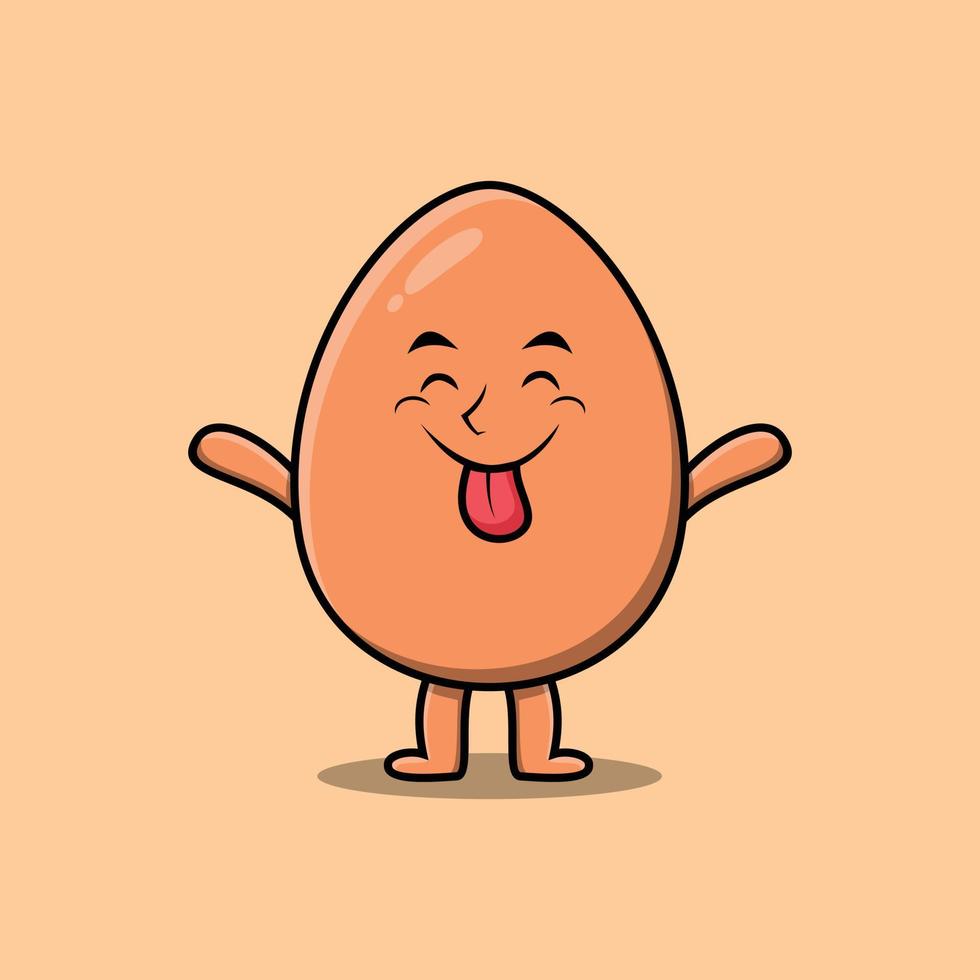 Cute cartoon brown cute egg character with flashy vector