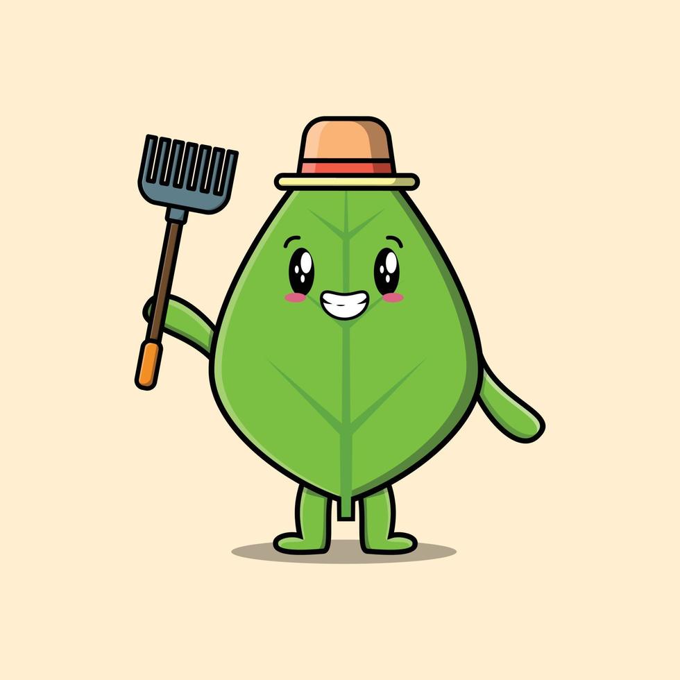 Cute cartoon Agricultural worker green leaf vector