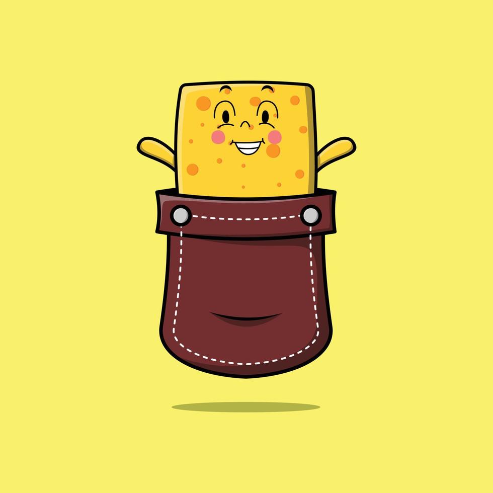 Cute cartoon cheese coming out from pocket vector