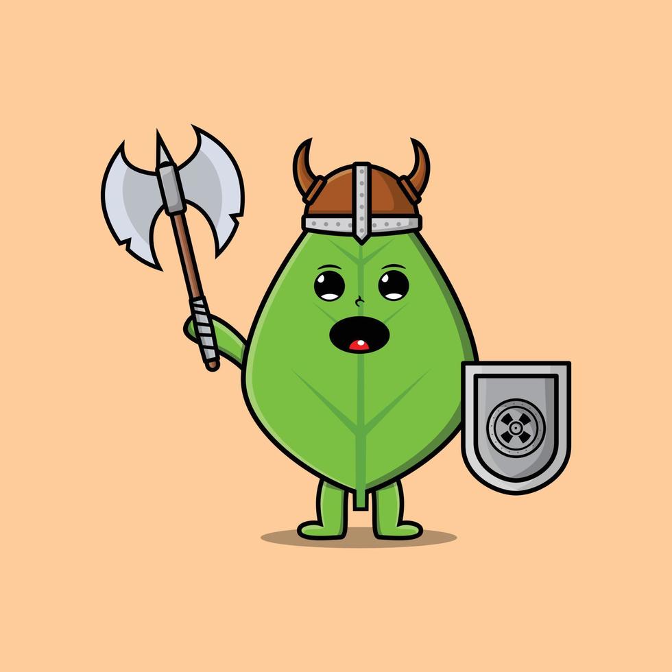 Cute cartoon character Green leaf viking pirate vector