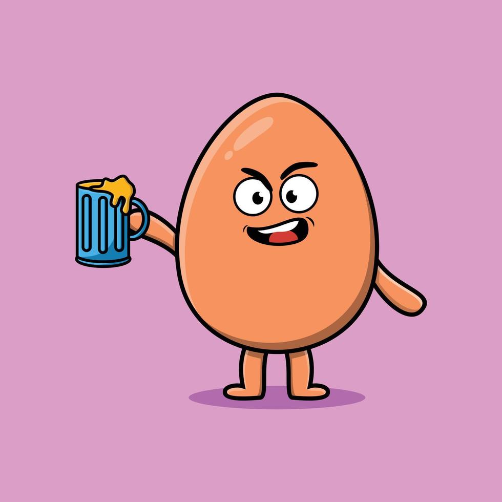 Brown cute egg cartoon with beer glass 8106622 Vector Art at Vecteezy