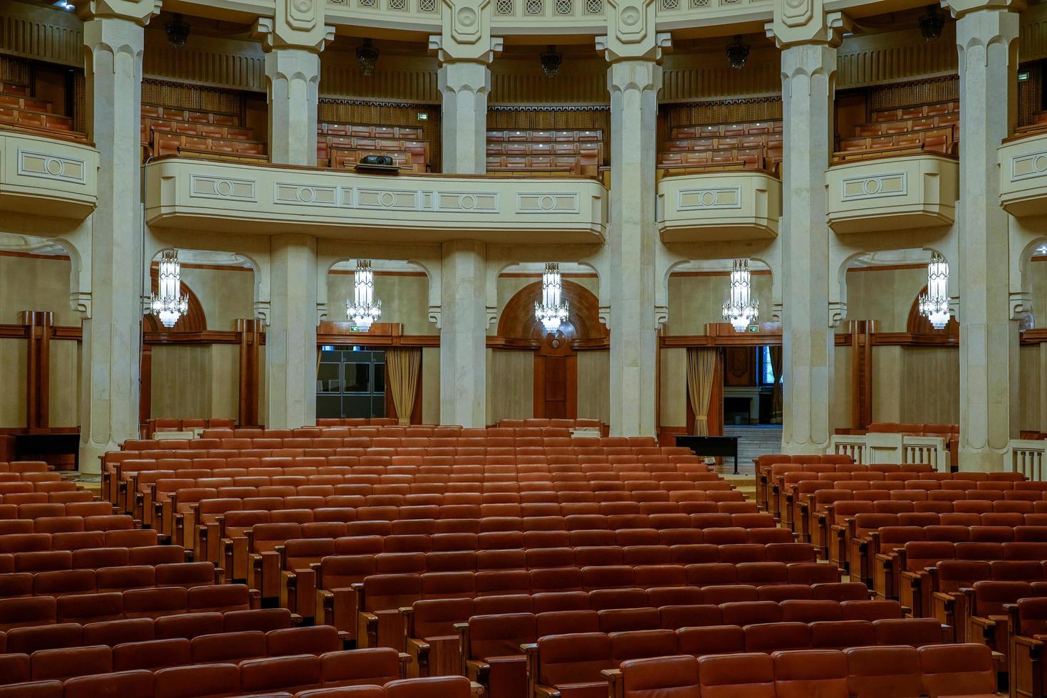 Interior view of the Palace of the People building in Bucharest Romania on September 21, 2018 photo