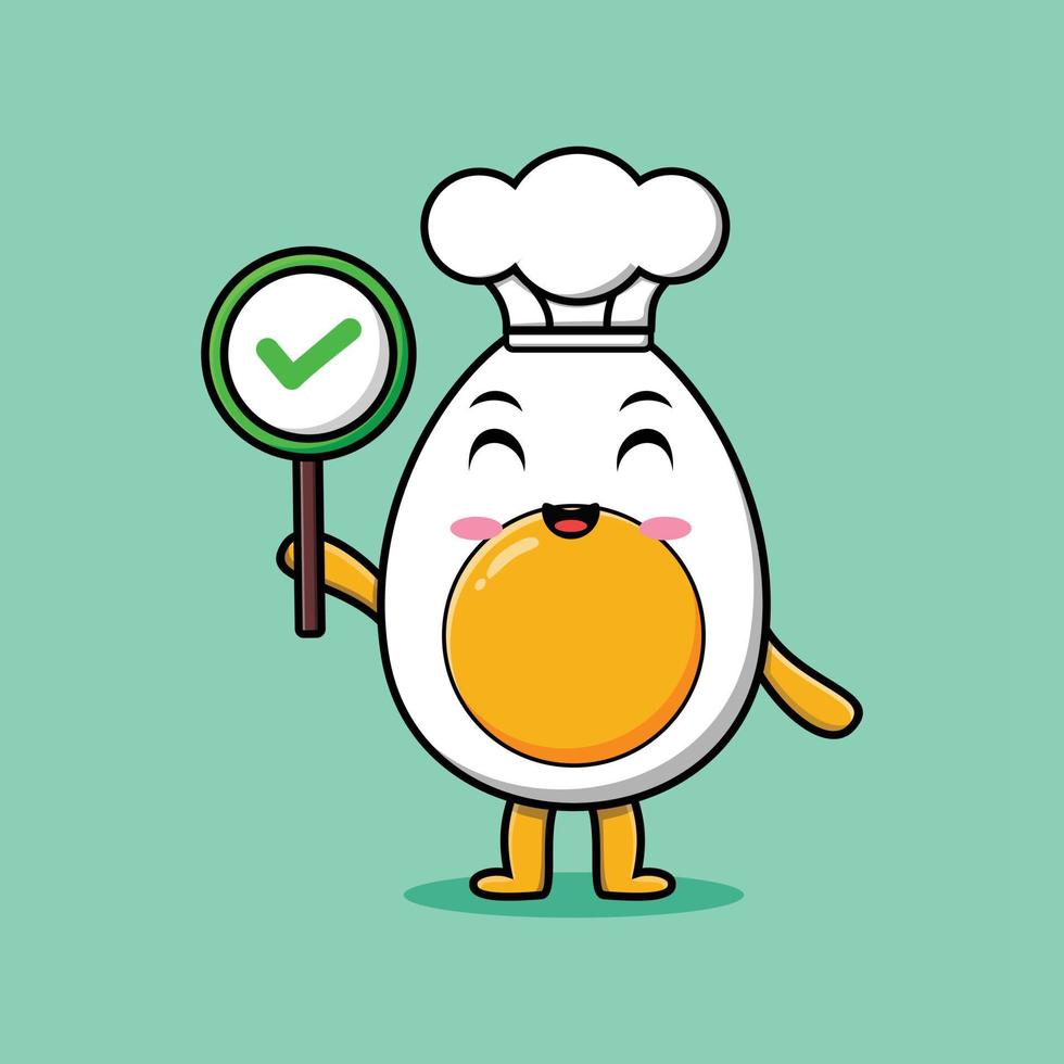 Cute cartoon boiled egg chef vector