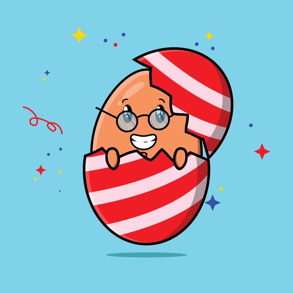Cute cartoon brown cute egg out from easter egg vector