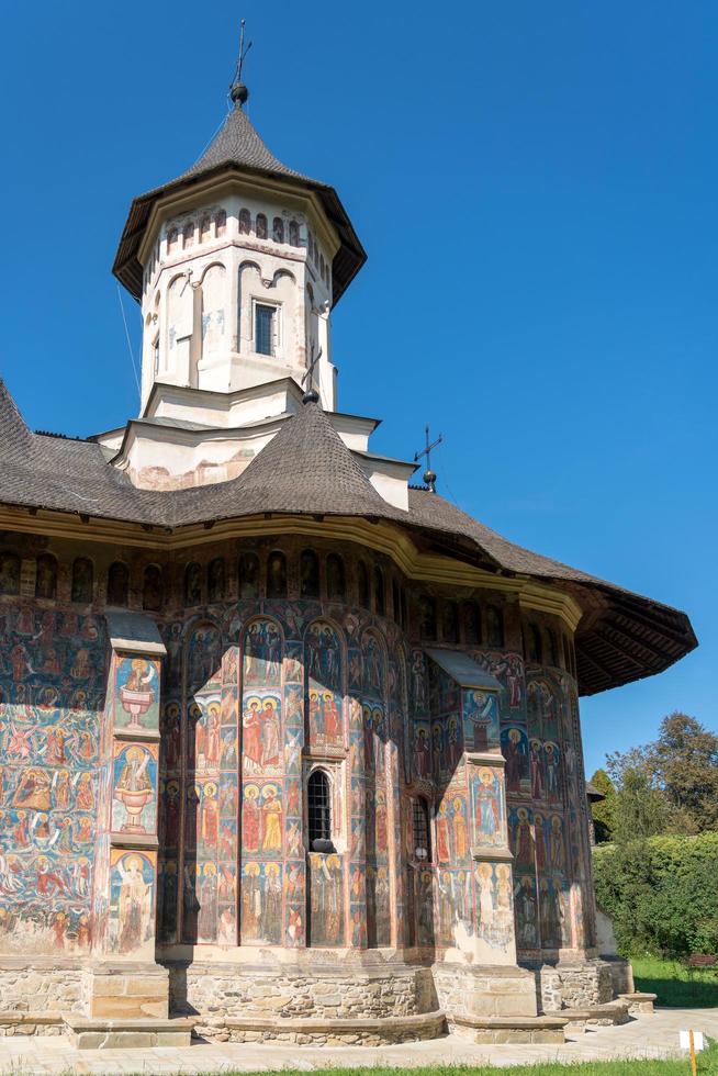 Frescos on the exterior of the Monastery in Moldovita in Moldovia Romania on September 18, 2018 photo