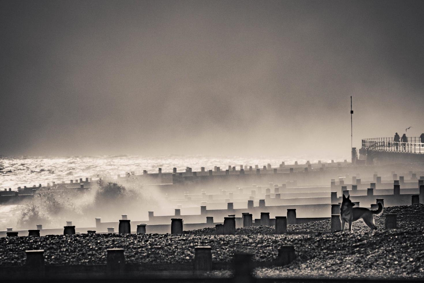 Stormy Weather at Eastbourne Seafront in East Sussex on January 7, 2018. Unidentified people photo