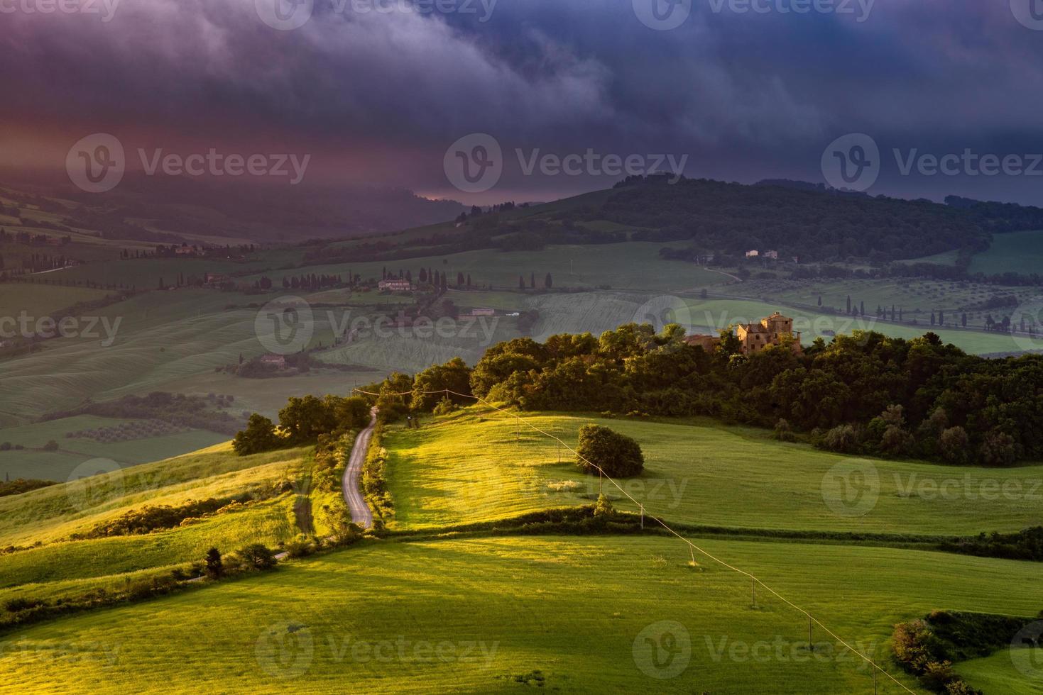 Incoming storm approaching Val d'Orcia in Tuscany Italy on May 18, 2013 photo