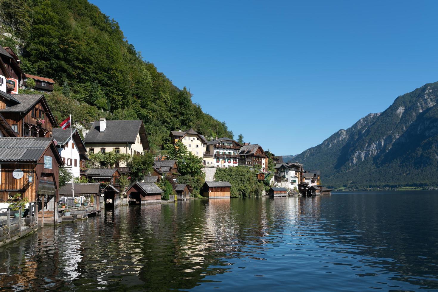 View of the properties around the Lake at Hallstatt on September 14, 2017 photo