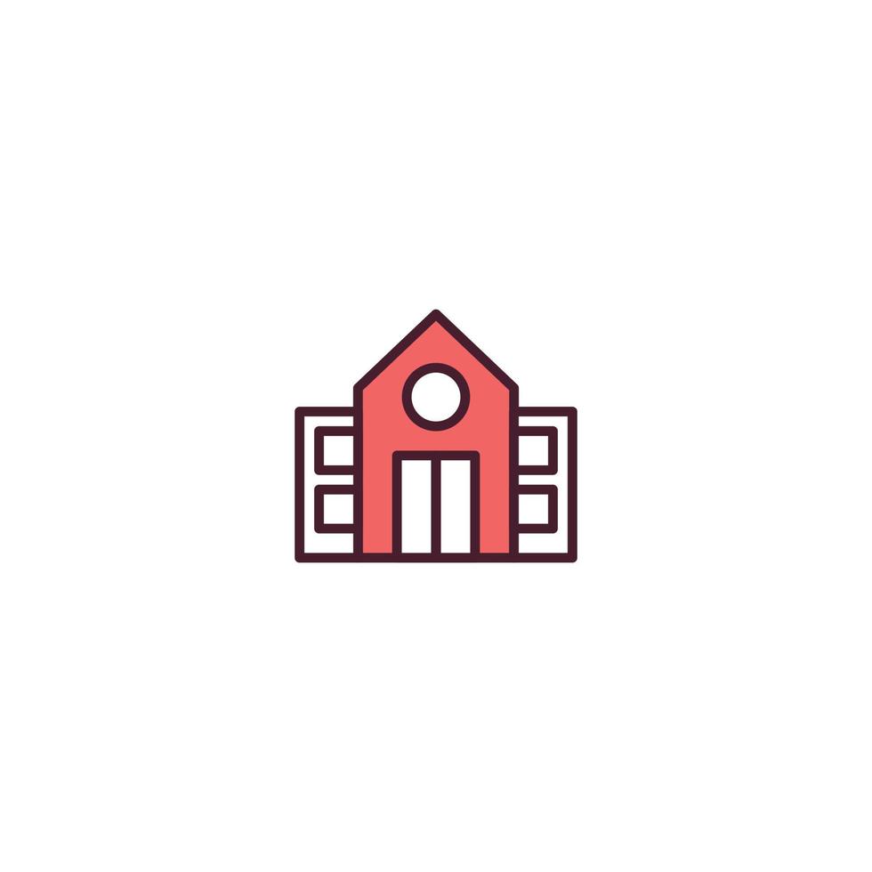 School Building Filled line icon. linear style sign for mobile concept and web design. School Building Filled Line vector icon. Symbol, logo illustration. Vector graphic