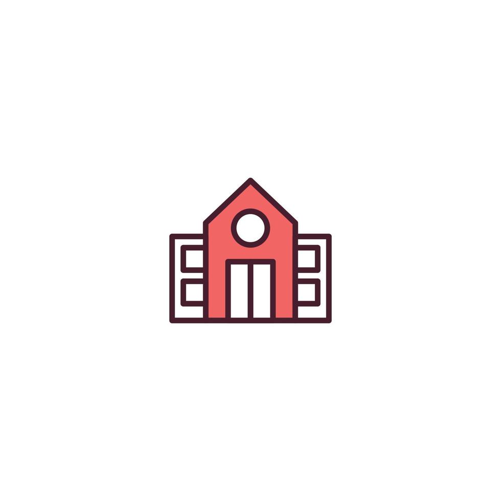 icono de línea llena de edificio escolar. signo de estilo lineal para concepto móvil y diseño web. icono de vector de línea llena de edificio escolar. símbolo, ilustración de logotipo. gráfico vectorial