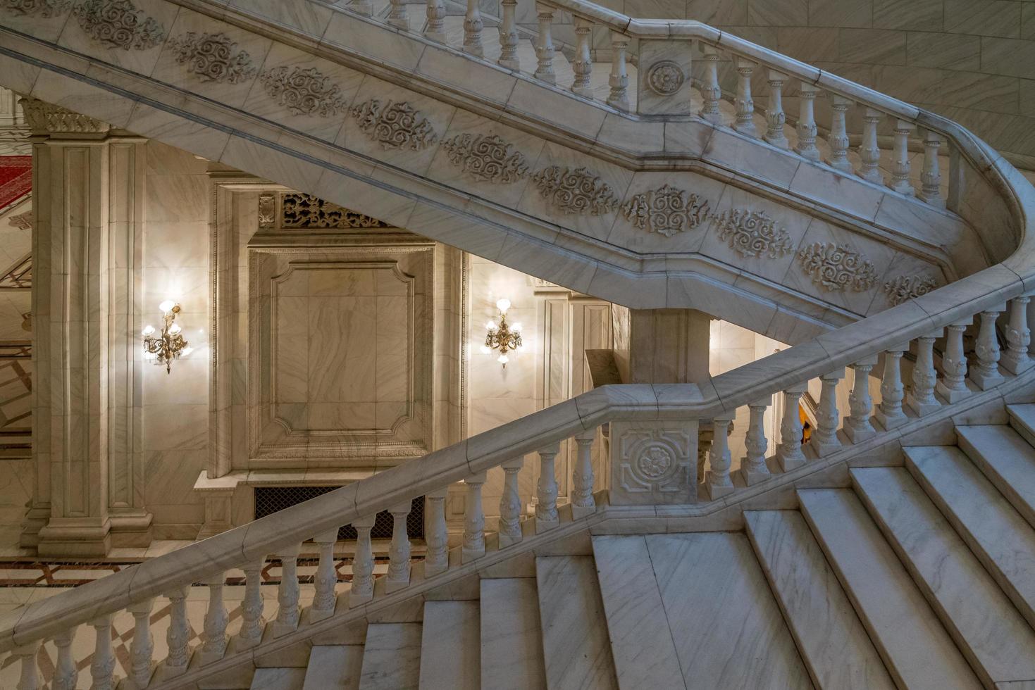 Interior view of the Palace of the People building in Bucharest Romania on September 21, 2018 photo