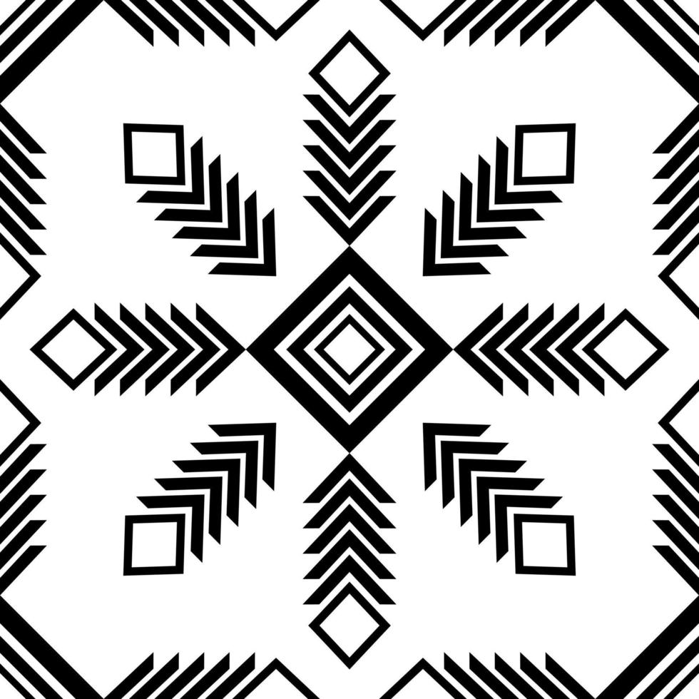 black white floral geometric fabric pattern vector