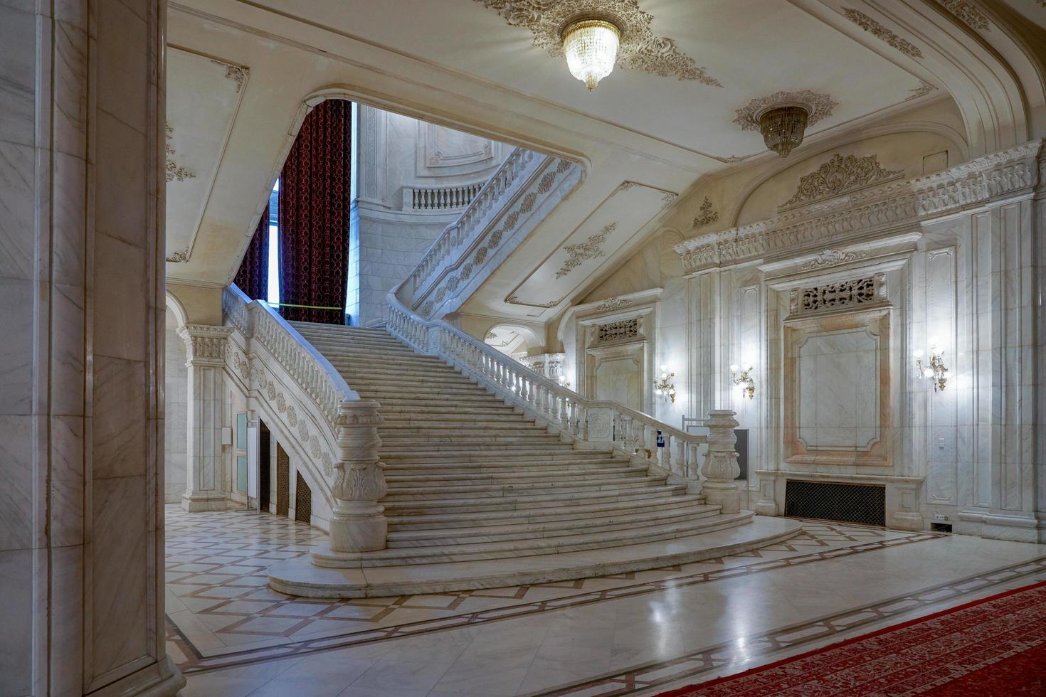 Interior view of the Palace of the People building in Bucharest Romania on September 21, 2018 photo