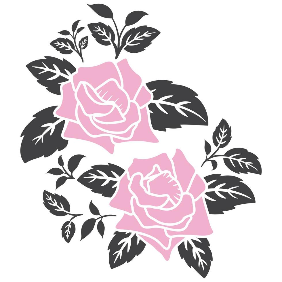 flat rose flower decoration vector