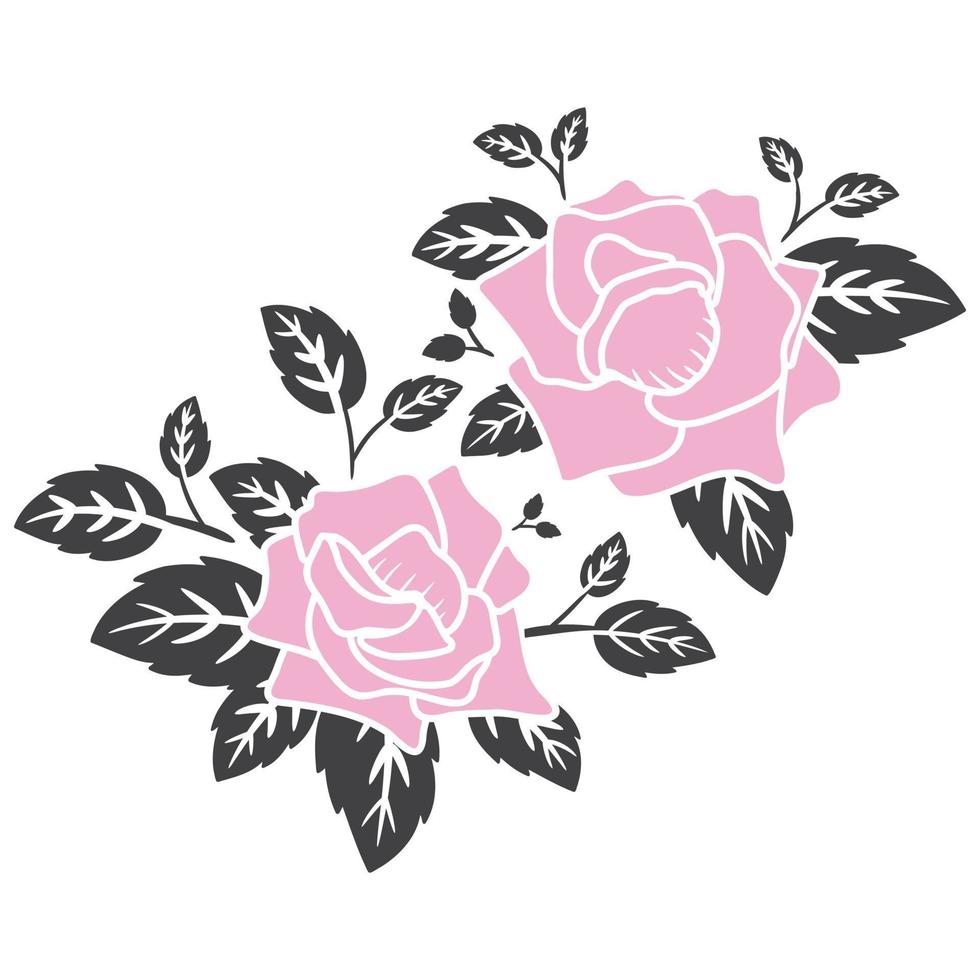 flat rose flower decoration vector