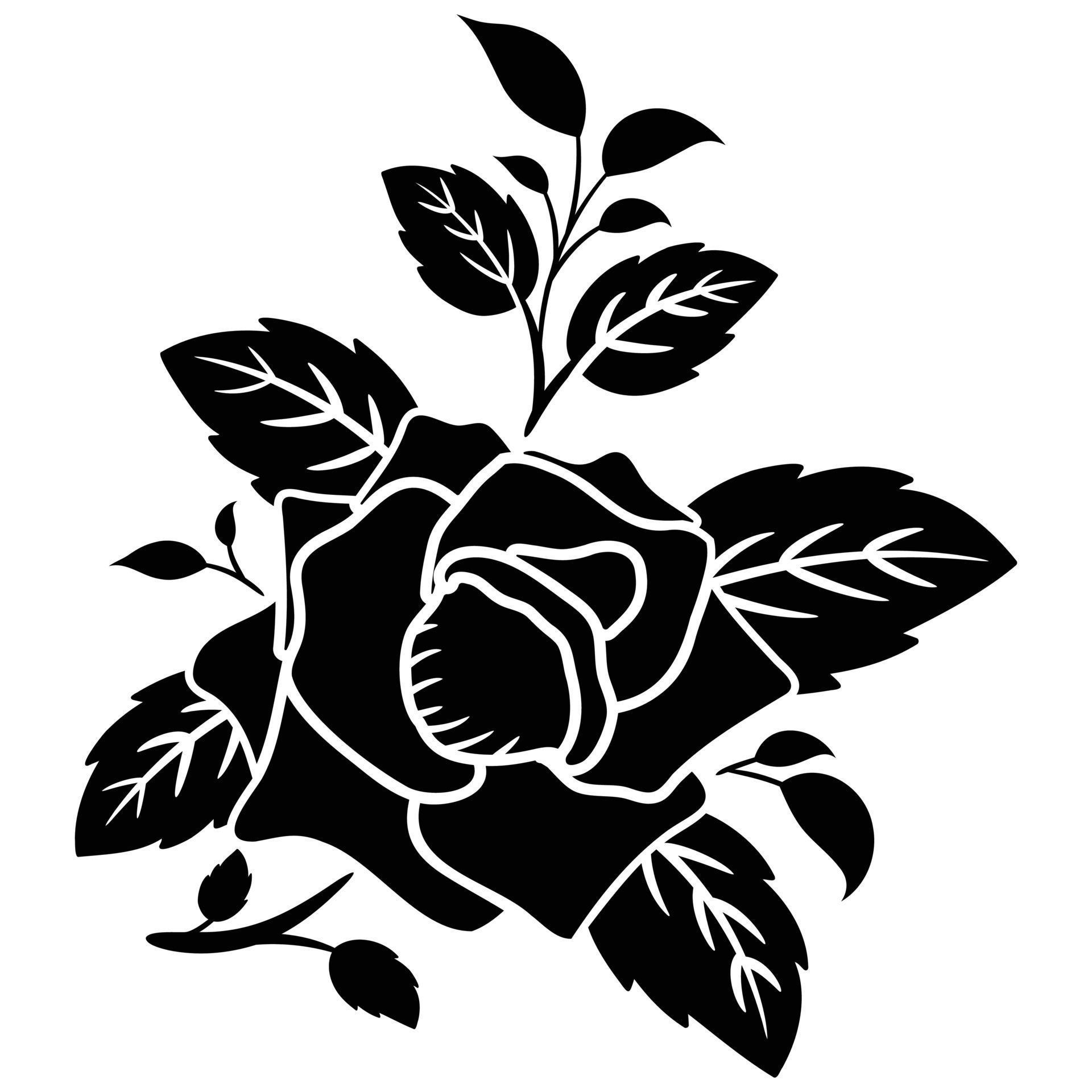 silhouette black rose motif flower 8107728 Vector Art at Vecteezy