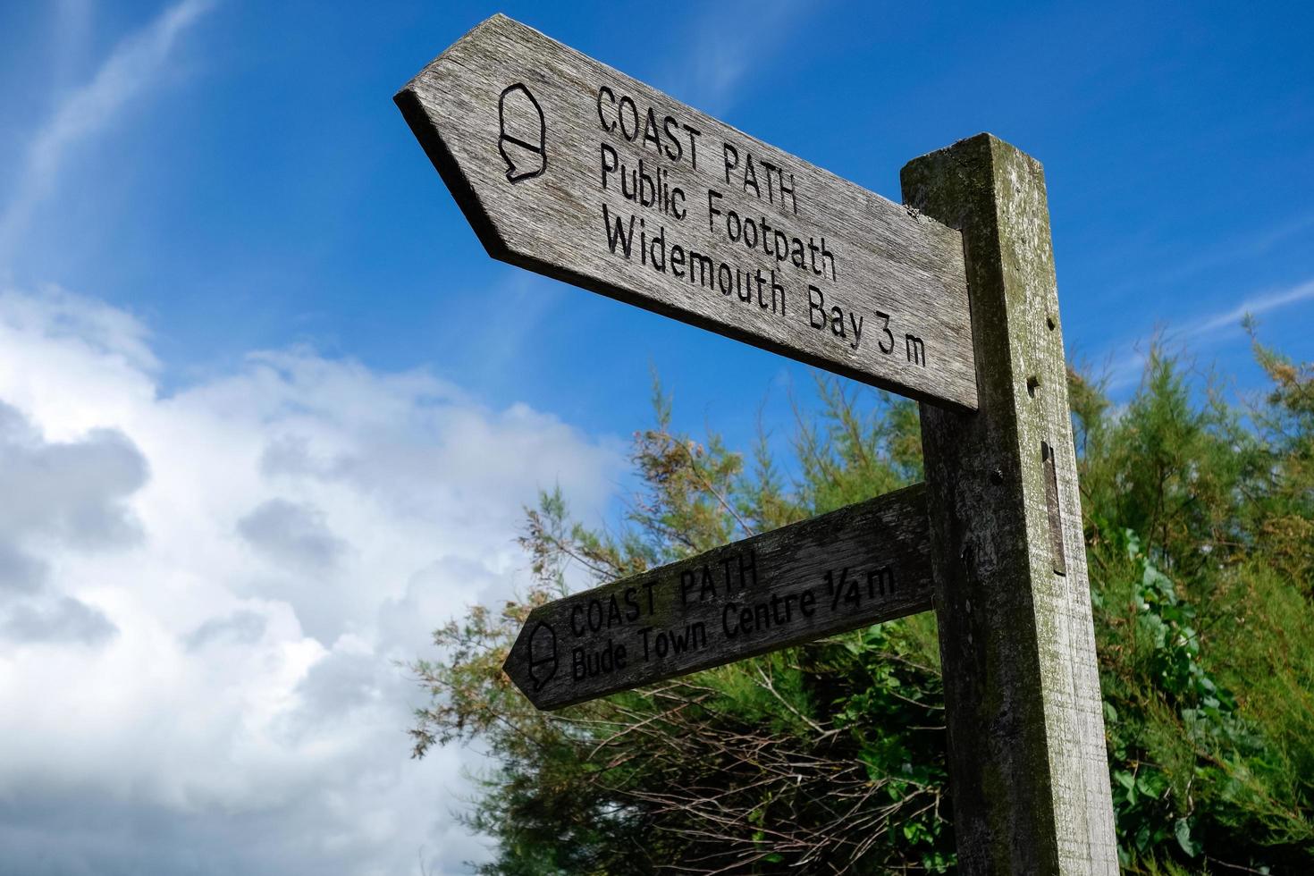 Coastal path sign post near Bude in Cornwall on August 12, 2013 photo