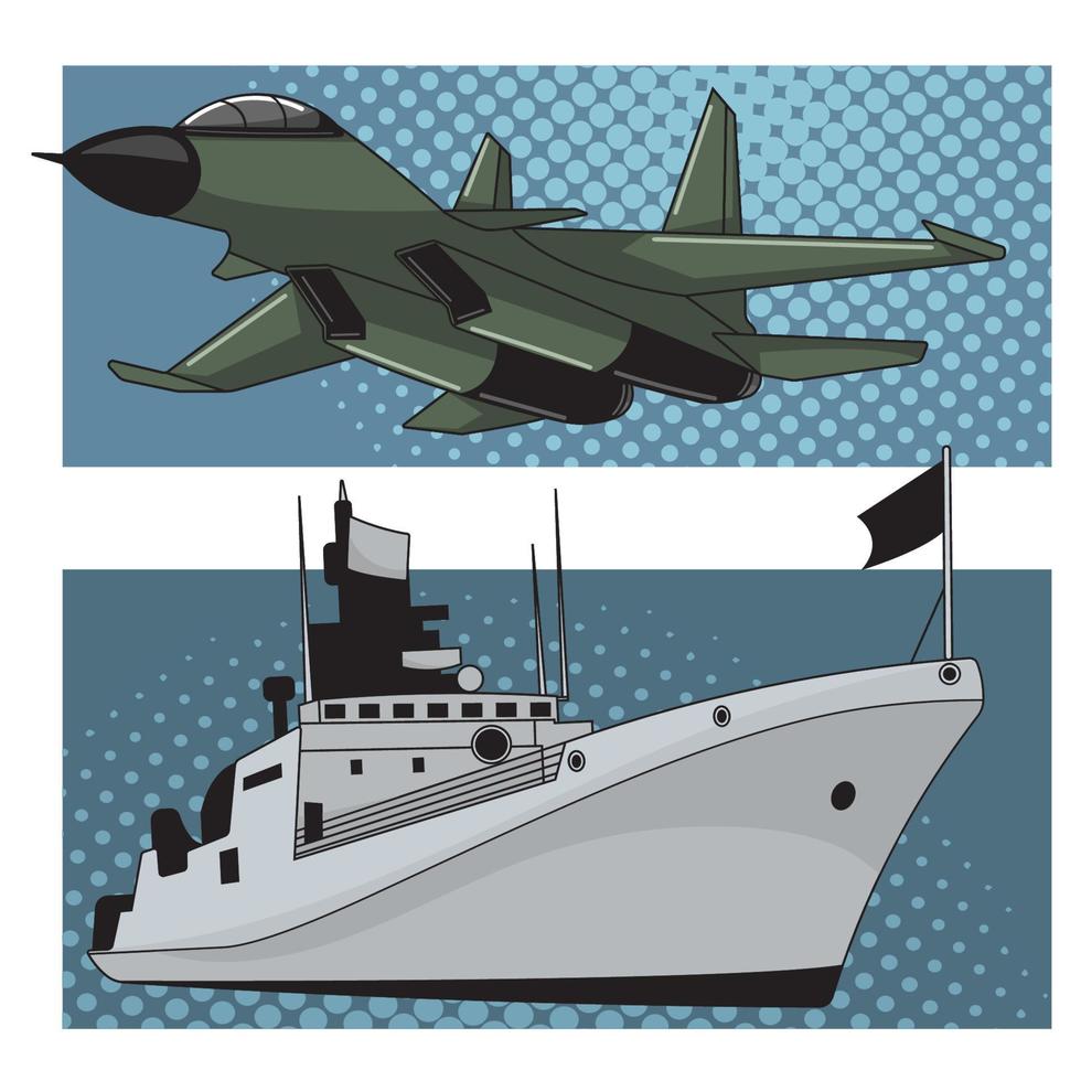 avión y barco vector